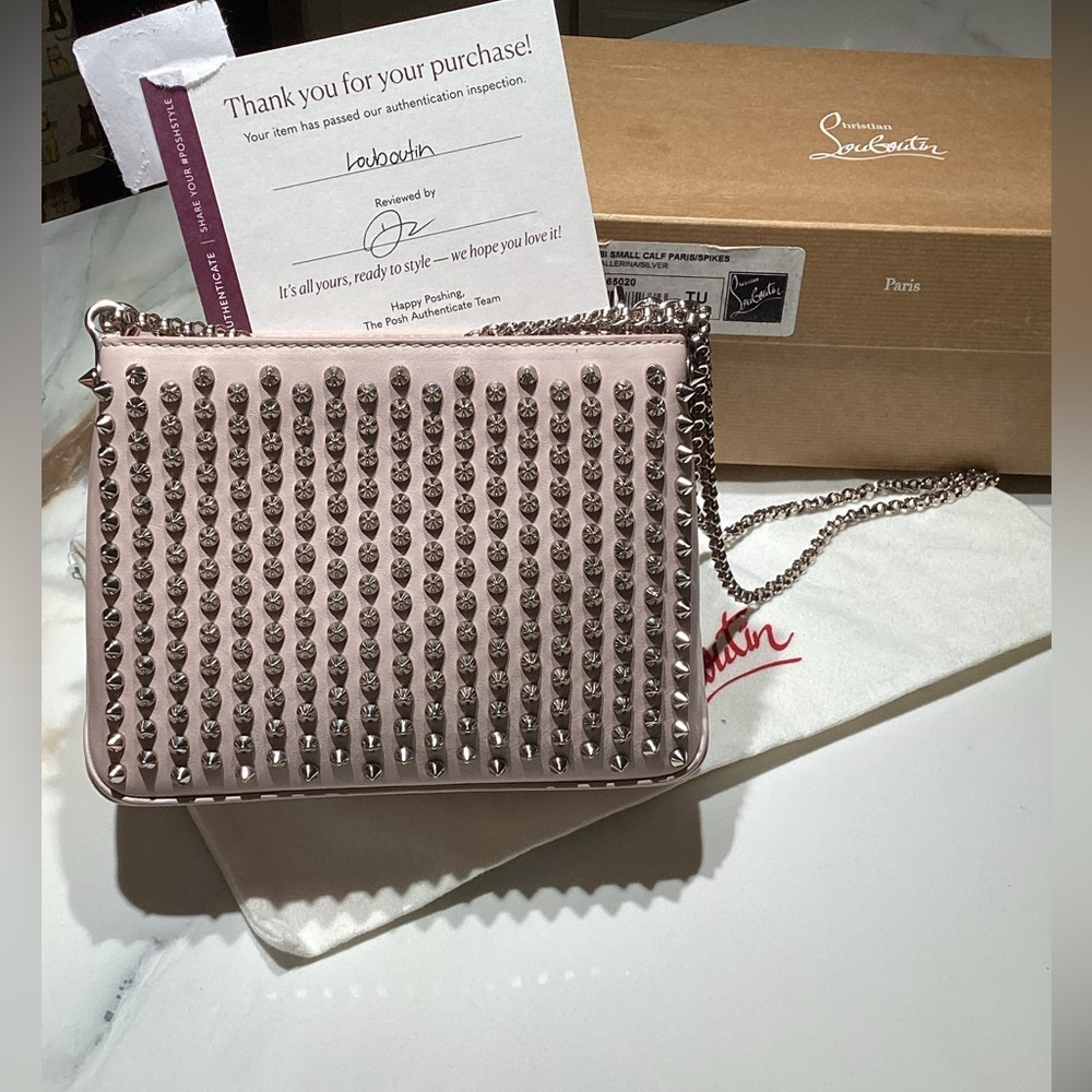 Christian Louboutin TRILOUBI SPIKE BALLERINA PINK SHOULDER BAG. LIKE NEW